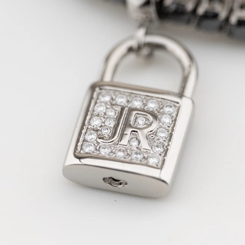 Bracciale John Richmond Tennis Titanio Diamanti Lab Neri e Bianchi Lucchetto JRTM08BB