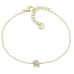 Bracciale Amen Mini Quadrifoglio Pavé Argento 925 Dorato BRQUPGBZ3