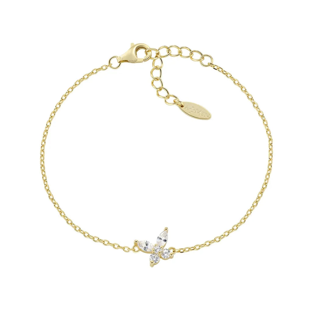 Bracciale Petali Bianco Dorato in Argento BRBUTGBB
