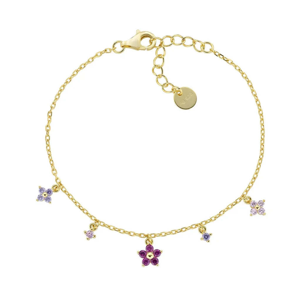 Bracciale Primula Fucsia Dorato in Argento BRFIMGFU1