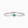 Bracciale Tennis Argento 925‰ Smeraldo Sintetico Ovale Cool Or Rétro Mabina Gioielli 533742-M