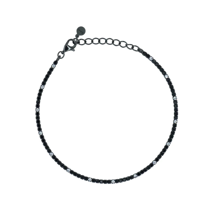 Bracciale Tennis Argento 925‰ Nero Zirconi Nero Bianco Diludò BRTCNNALT