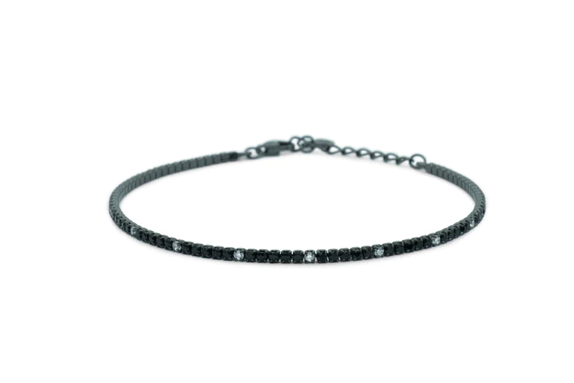 Bracciale Tennis Argento 925‰ Nero Zirconi Nero Bianco Diludò BRTCNNALT
