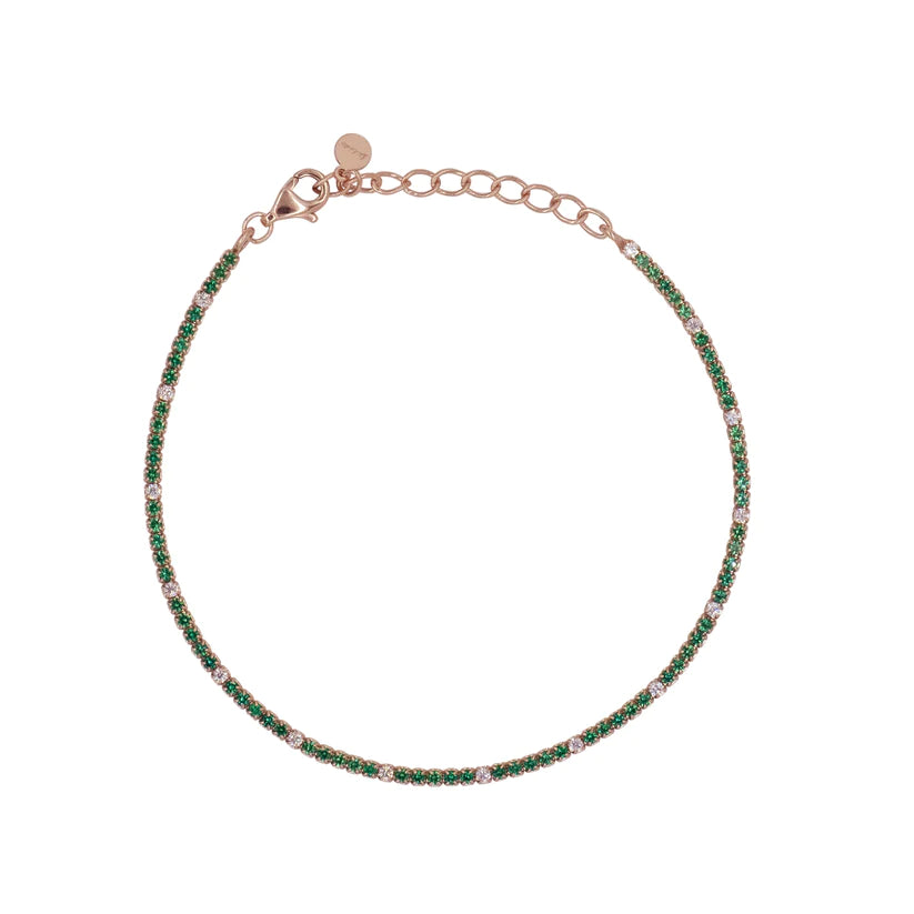 Bracciale tennis base rosa in Arg. 925