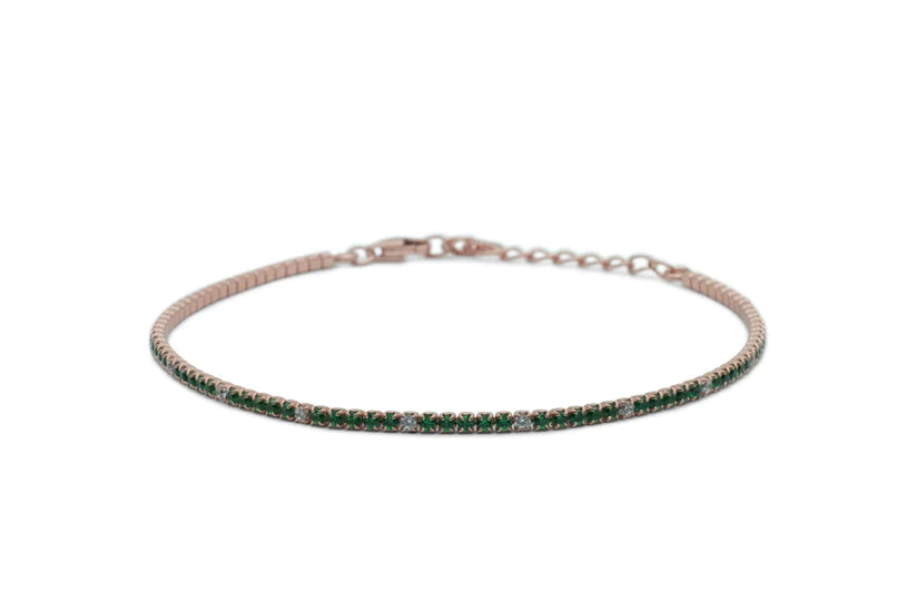 Bracciale tennis base rosa in Arg. 925