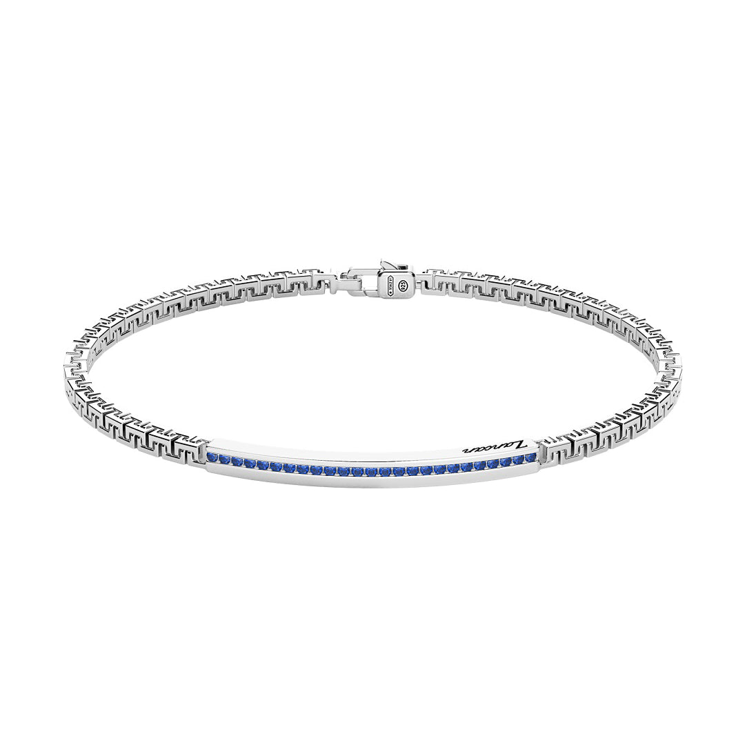 Bracciale Zancan Argento 925 Targa e Spinelli Blu EXB729-BL