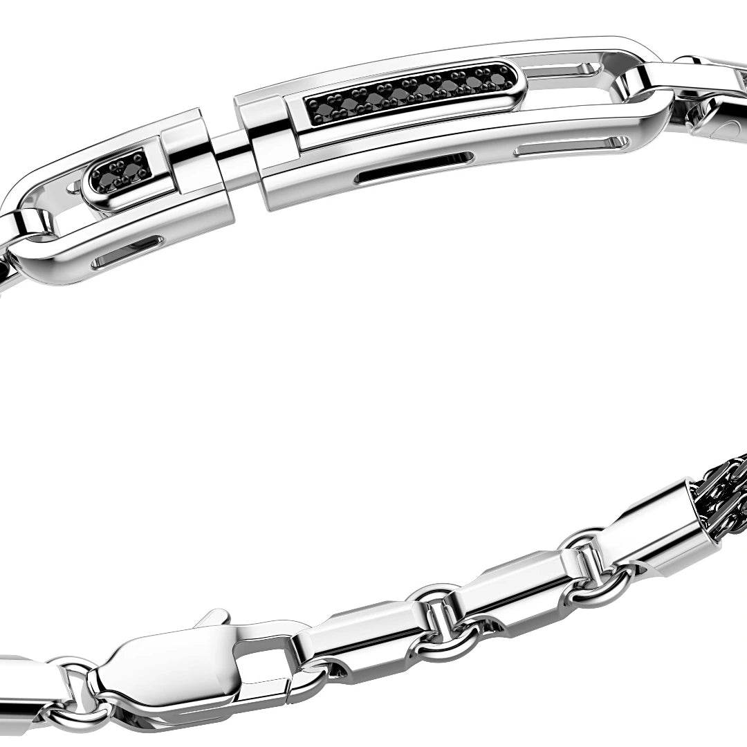 Bracciale Zancan Argento 925 Targa e Spinelli Neri EXB609N