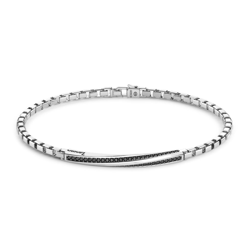 Bracciale Argento 925‰ Targa e Pietre Nere Spinelli Zancan EXB731