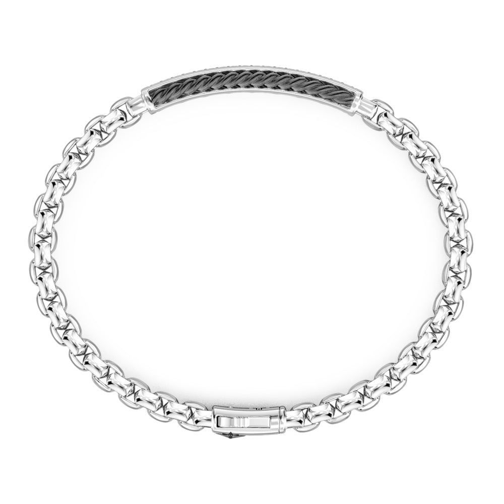 Bracciale Argento 925‰ Targa Corda Nautica e Pietre Spinello Nero Zancan EXB701