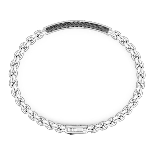 Bracciale Argento 925‰ Targa Corda Nautica e Pietre Spinello Nero Zancan EXB701