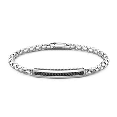 Bracciale Argento 925‰ Targa Corda Nautica e Pietre Spinello Nero Zancan EXB701