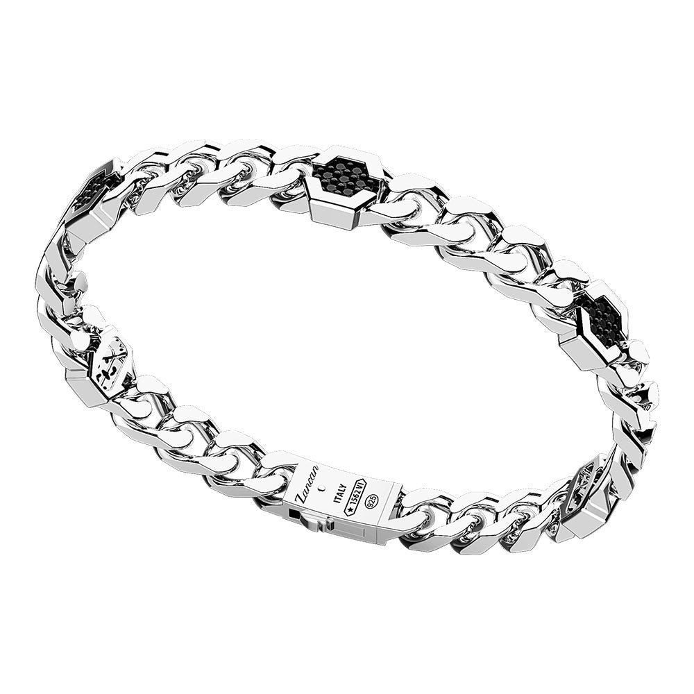 Bracciale Zancan Grumetta Argento 925 e Spinelli Neri ESB139