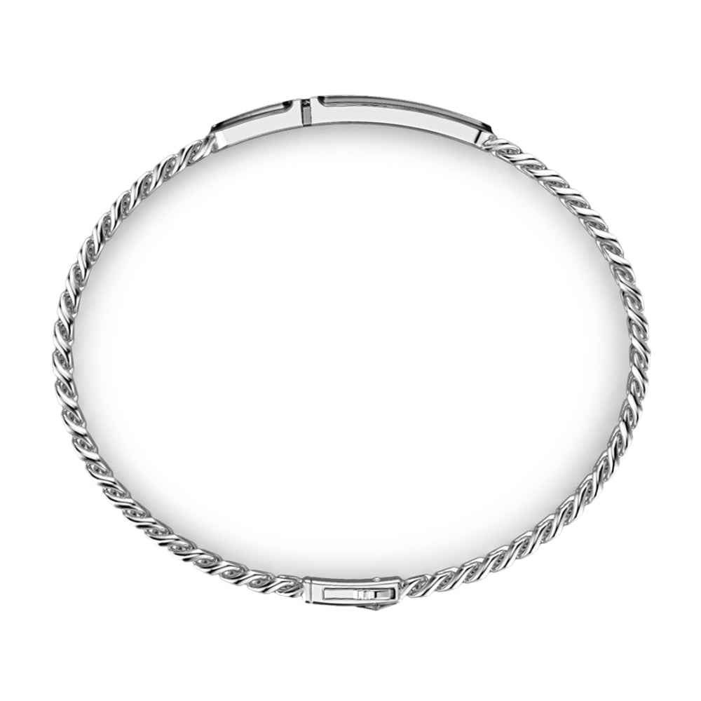 Bracciale Grumetta Argento 925‰ Targa e Pietra Nera Zancan ESB087