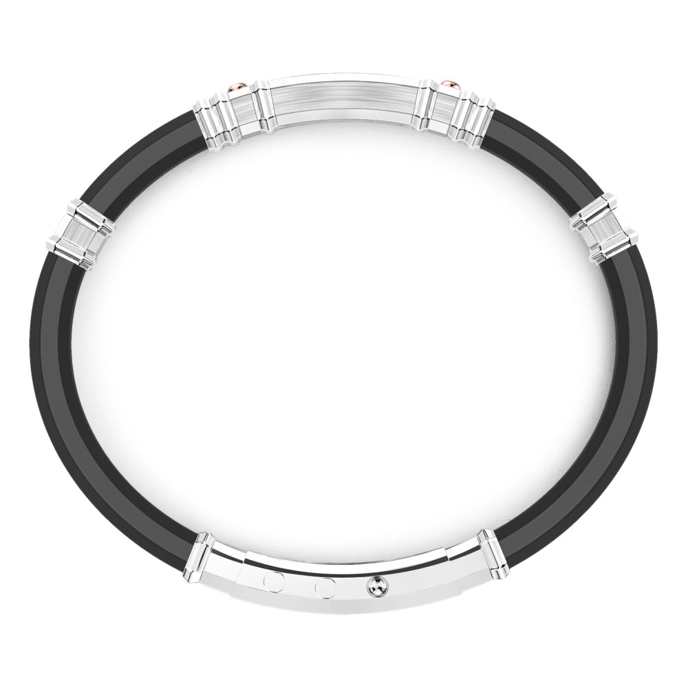 Bracciale Caucciù Nero Argento 925‰ e Oro Rosa 750‰ Zancan EXB976R-N
