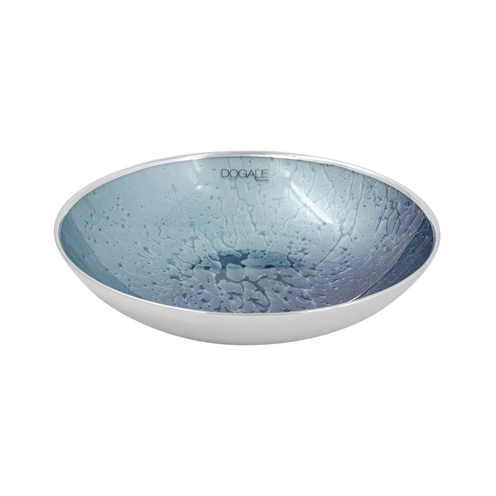 Centrotavola Piccolo Vetro Foglia Argento 925‰ Azzurro Dogale Venezia 51360072