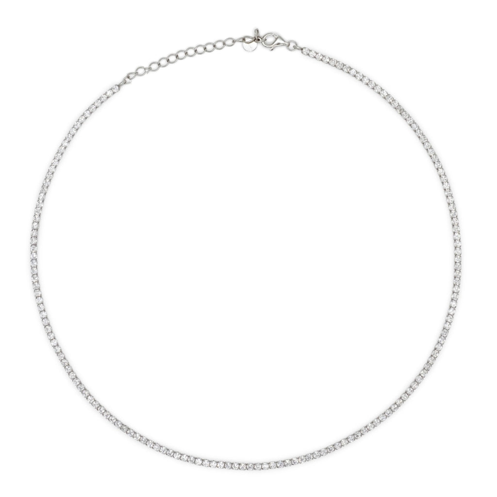 Chocker Dilvdò Tennis Argento Zirconi Bianchi