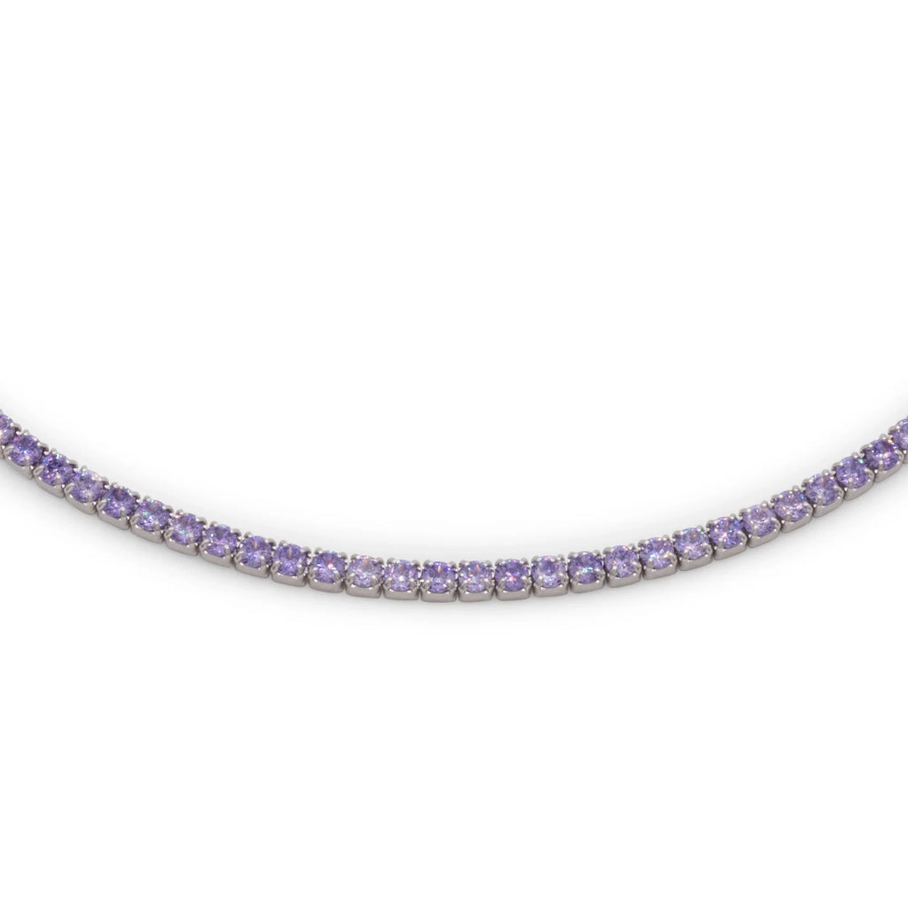 Chocker Dilvdò Tennis Argento Zirconi Lavanda