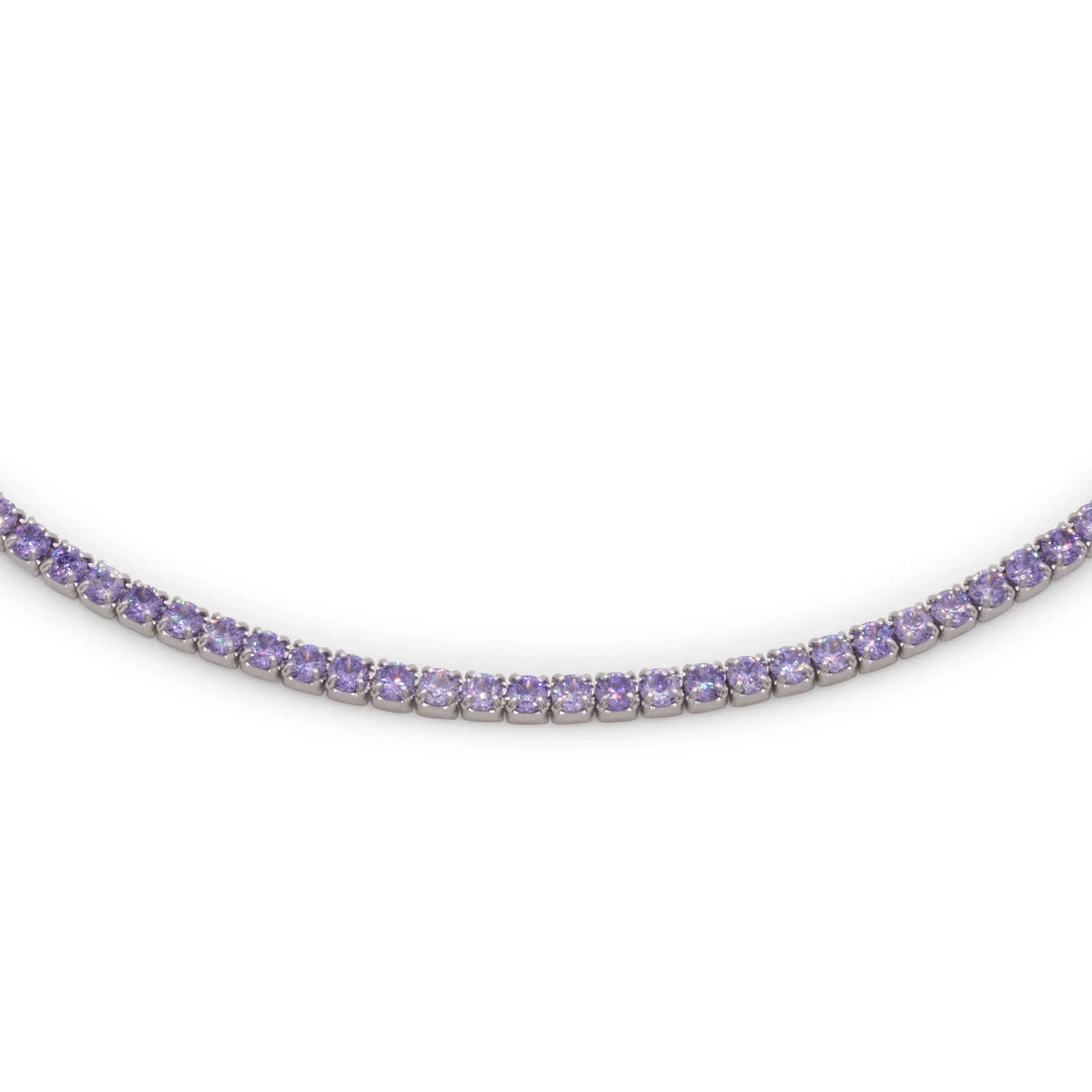 Chocker Dilvdò Tennis Argento Zirconi Lavanda