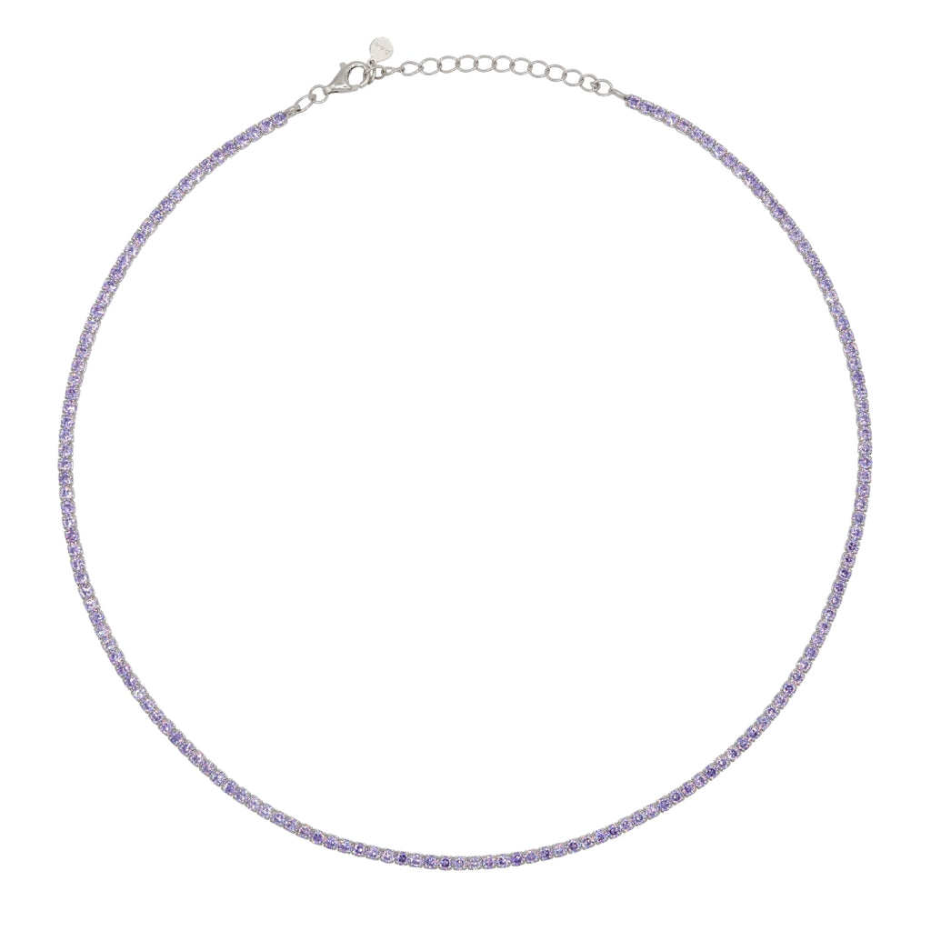 Chocker Dilvdò Tennis Argento Zirconi Lavanda