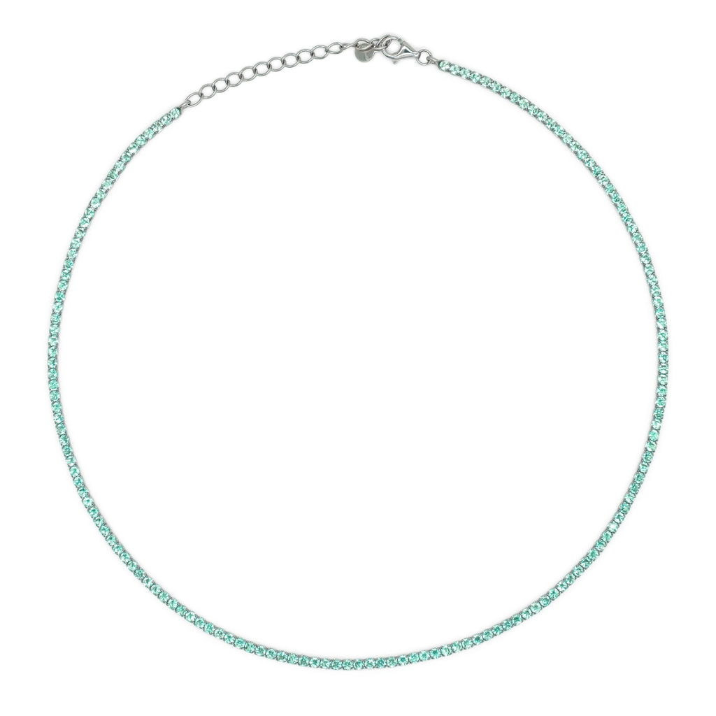 Chocker Dilvdò Tennis Argento Zirconi Paraiba