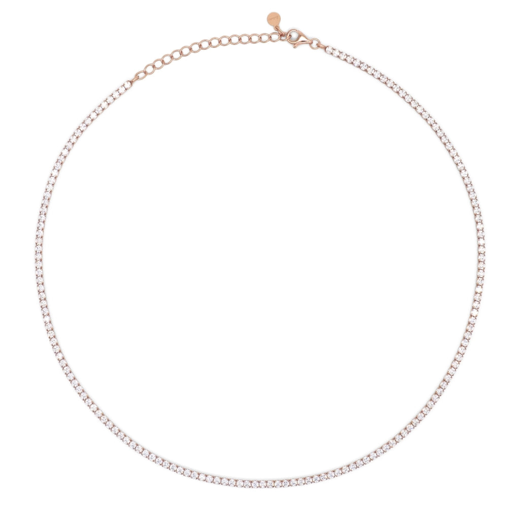 Chocker Dilvdò Tennis Rosè Zirconi Bianchi