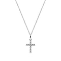 Collana Amen Argento 925 Rodio Croce e Zirconi Bianchi CRBB03