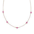 Collana Amen Cinque Cuori Rubino Zirconi Rossi Argento 925 Rosé CLCUSERRZ