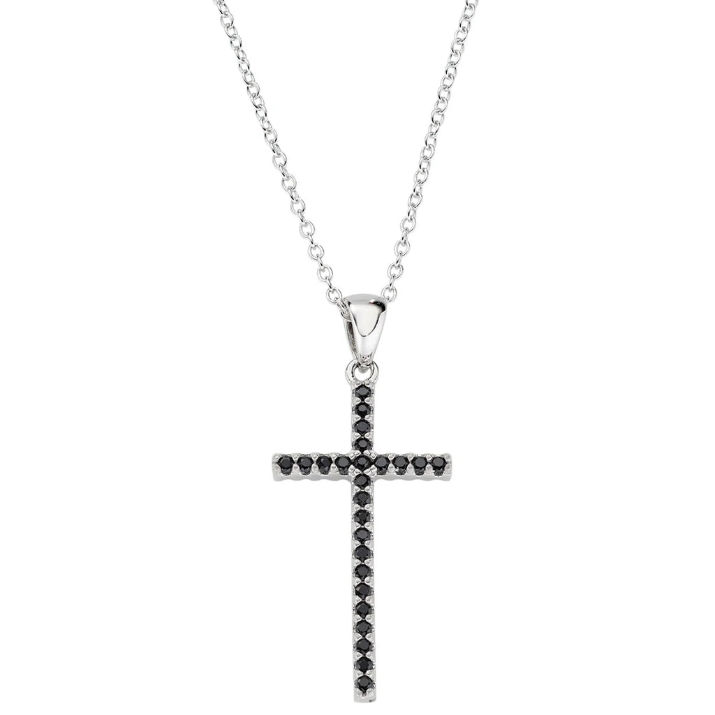 Collana Amen Croce Doppio Colore Nero e Bianco Argento 925 CLCRDOBBNZ