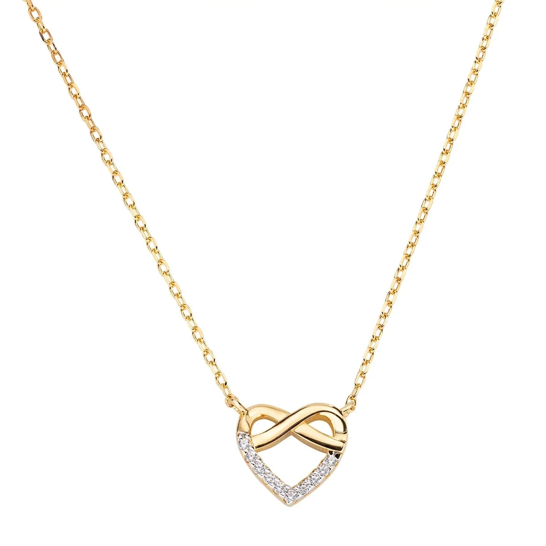 Collana Amen "Cuore Infinito" in Argento 925 Dorato con Zirconi Bianchi CLHIGBZ