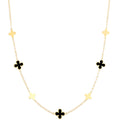 Collana Amen Fiori di Madreperla Nera Argento 925 Dorato CLFIMPGN1
