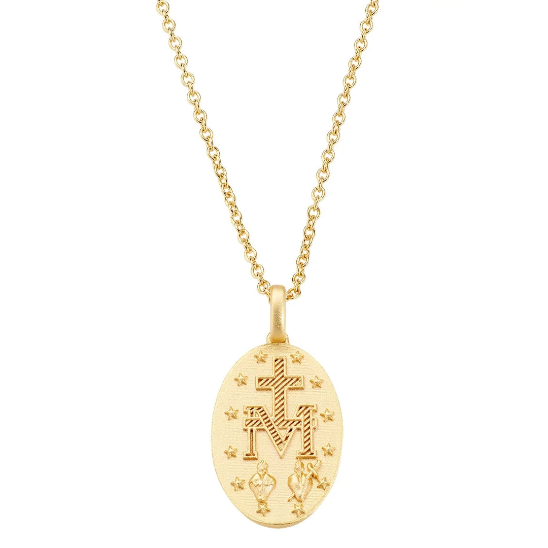 Collana Amen Medaglia Miracolosa Argento 925 Dorata CLMIGM