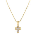 Collana Amen Mini Croce con Zirconi Bianchi Argento 925 Dorata CLCCGBZ3