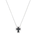 Collana Amen Mini Doppia Croce con Zirconi Bianchi e Neri Argento 925 CLCRREBBNZ3