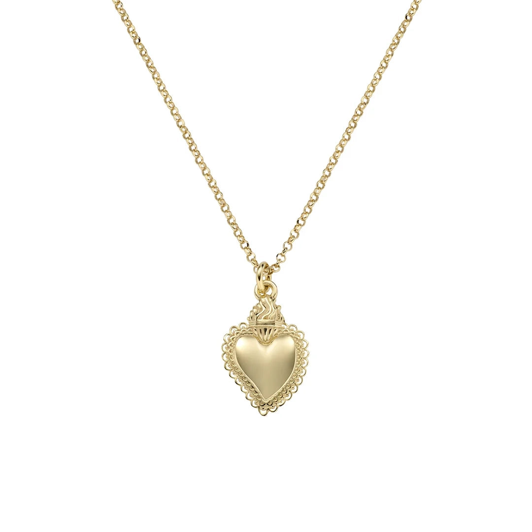 Collana Amen Mini Pendente Sacro Cuore Dorato Argento 925 CLSCG3