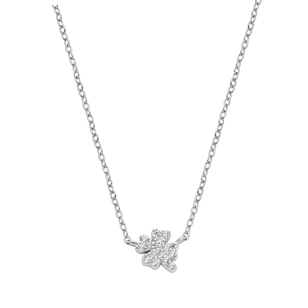Collana Amen Mini Quadrifoglio Pavé Argento 925 CLQUPBBZ3