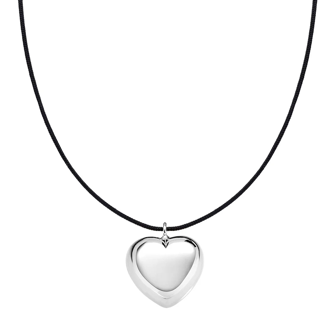 Collana Amen Mio Cuore con Cordino Nero Argento 925 CLCOCUBONB3