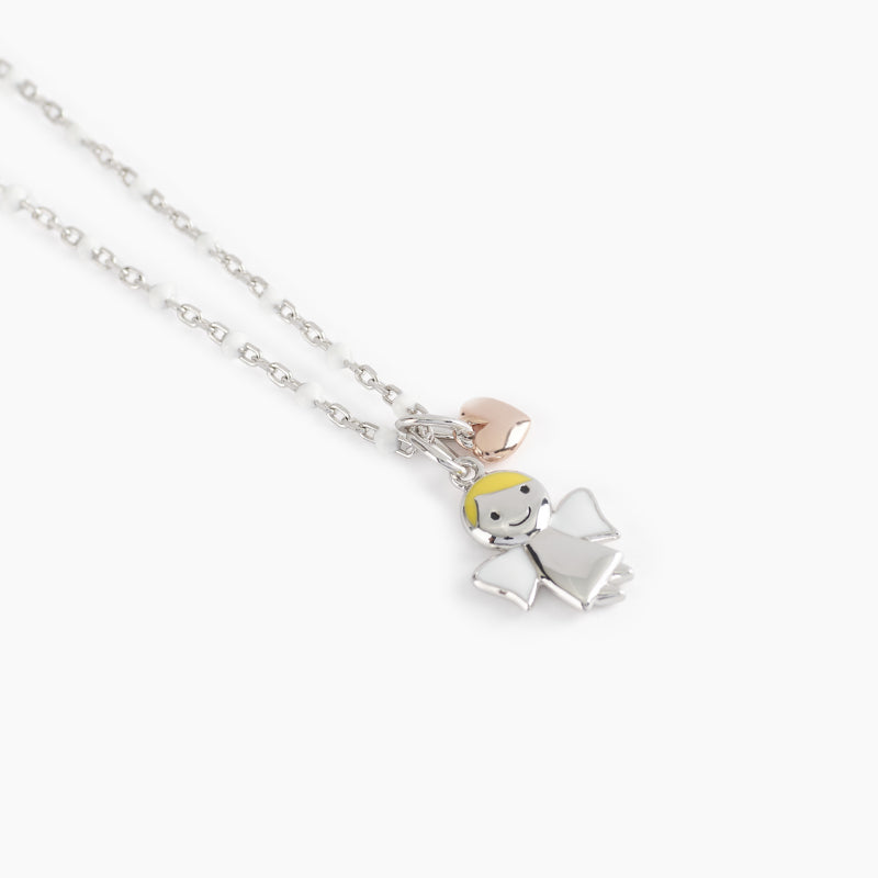 Collana Gioiello Bambino Angelo E Cuore Argento 925‰ Mabina Gioielli 553416