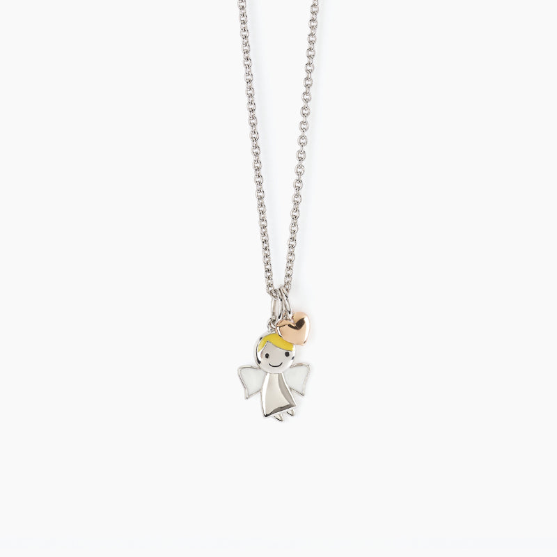Collana Gioiello Bambino Angelo E Cuore Argento 925‰ Mabina Gioielli 553416