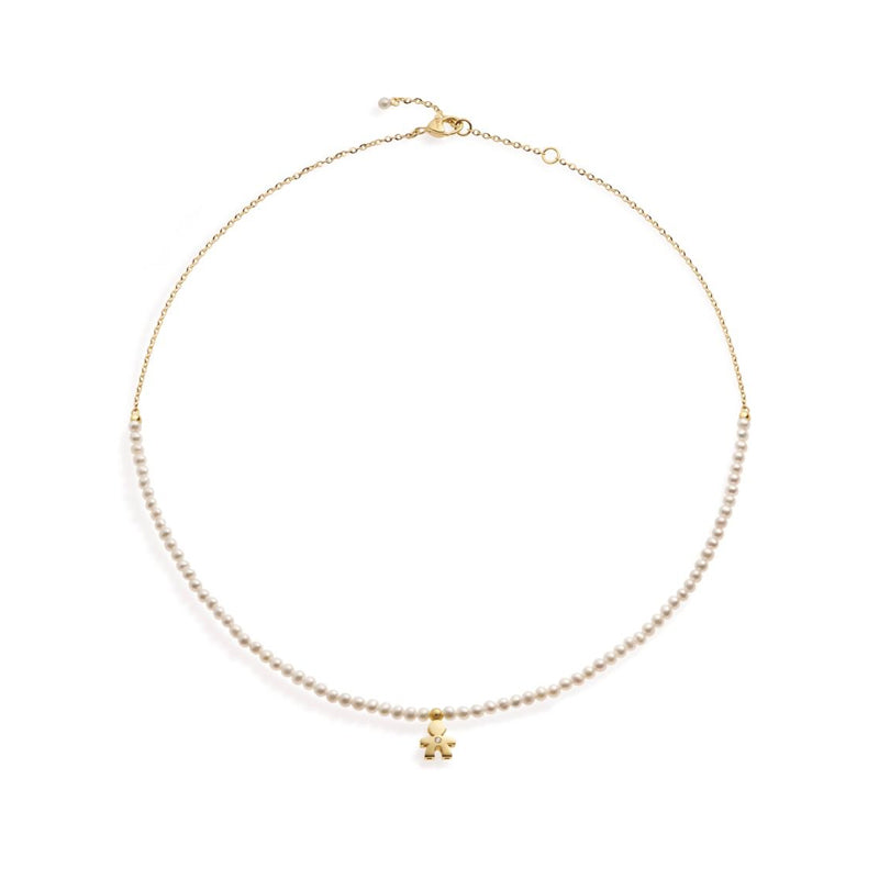 Collana Bimbo Perle Oro Giallo 375‰ Diamante LeBebé LBB820