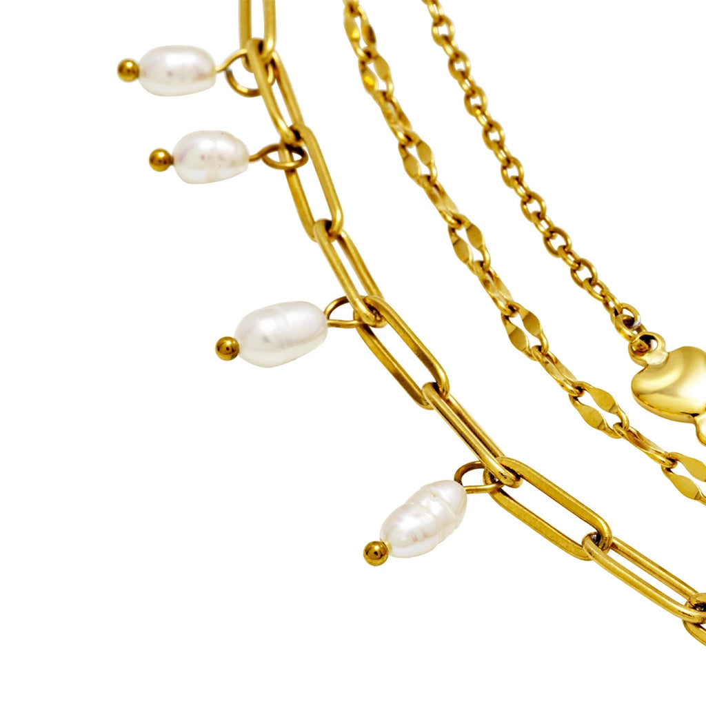 Collana Breil Magnetica System Acciaio Dorato e Perla di Fiume TJ3761