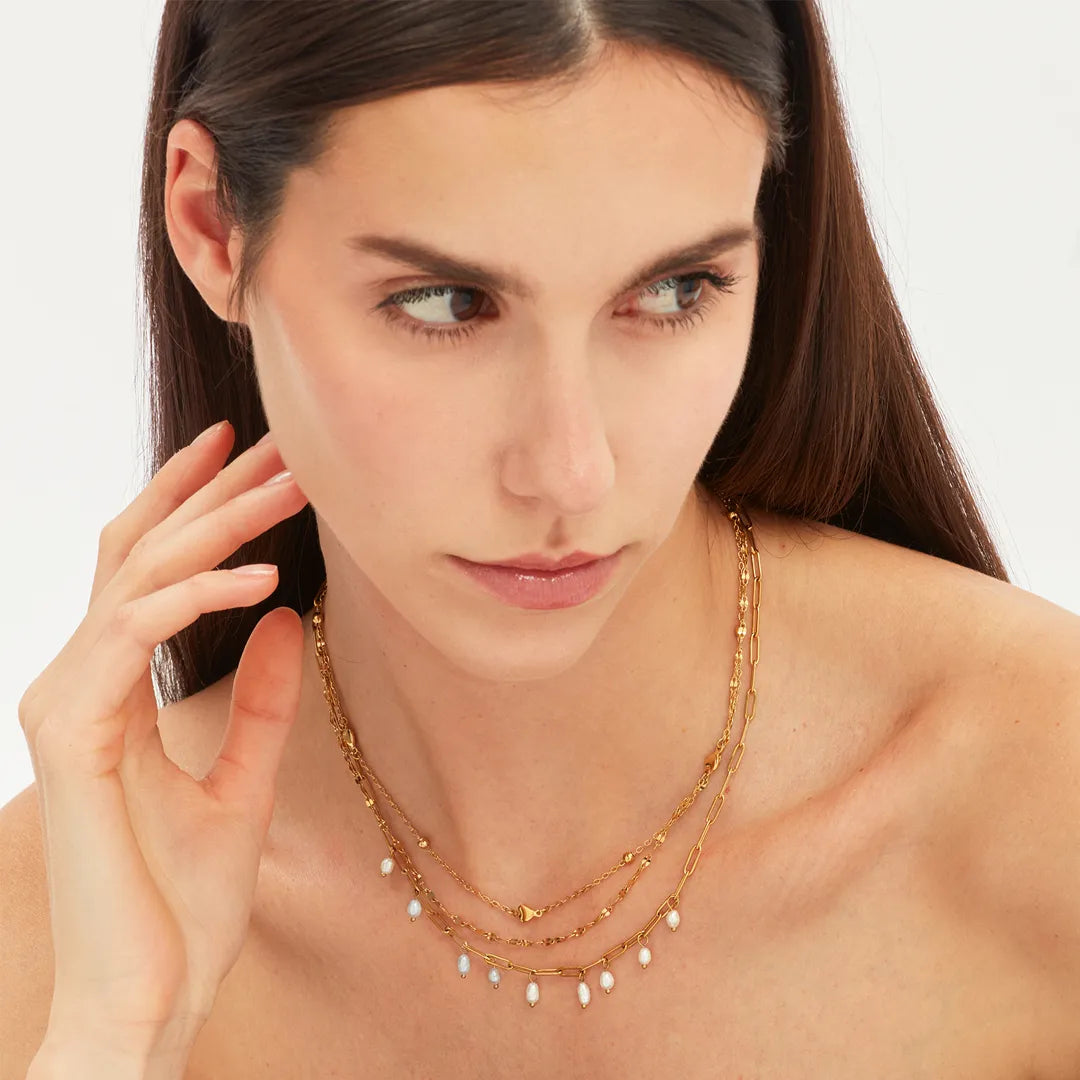 Collana Breil Magnetica System Acciaio Dorato e Perla di Fiume TJ3761