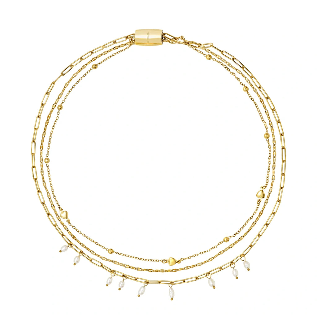 Collana Breil Magnetica System Acciaio Dorato e Perla di Fiume TJ3761