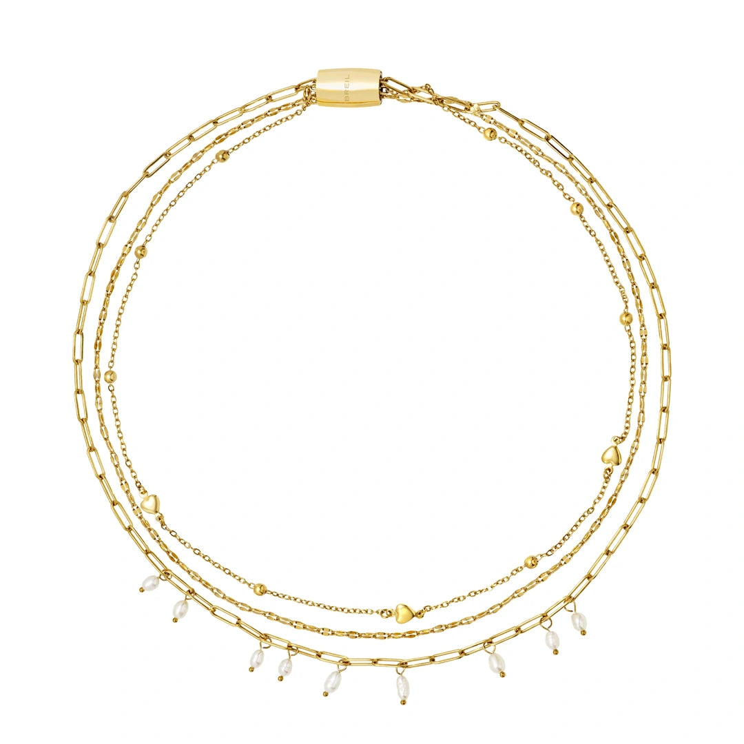 Collana Breil Magnetica System Acciaio Dorato e Perla di Fiume TJ3761