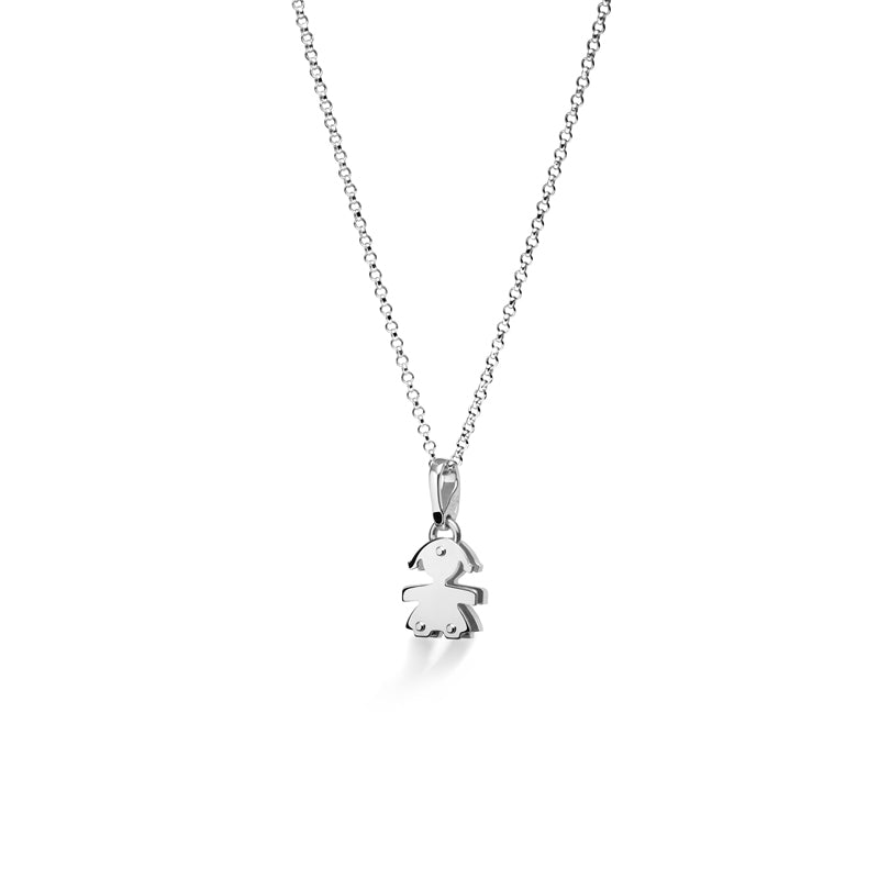 Collana Ciondolo Bambina Oro Bianco 750‰ Diamanti LeBebé LBB154