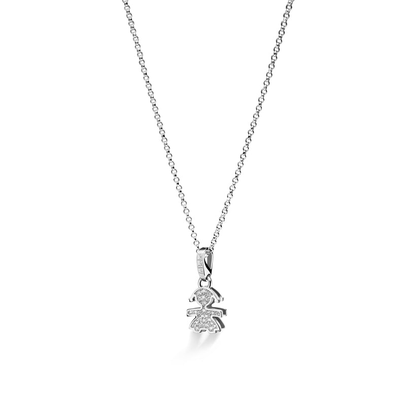 Collana Ciondolo Bambina Oro Bianco 750‰ Diamanti LeBebé LBB154