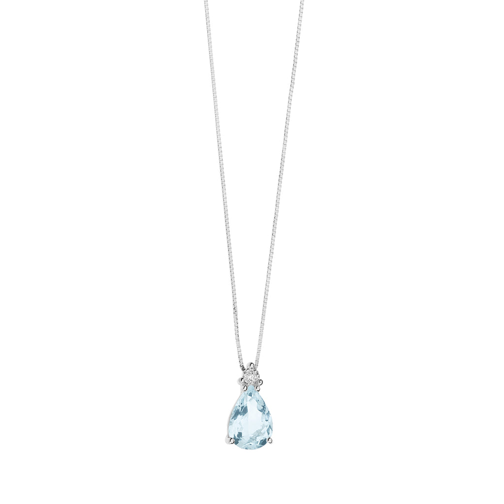Collana Comete Gioielli Fantasia Di Acquamarina Oro Bianco 18k Diamanti e Acquamarina GLQ 279