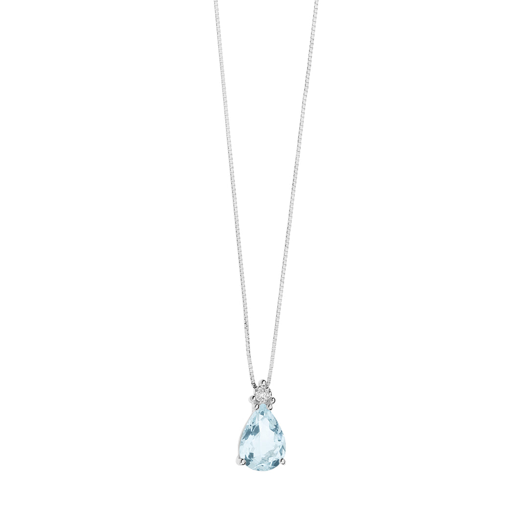 Collana Comete Gioielli Fantasia Di Acquamarina Oro Bianco 18k Diamanti e Acquamarina GLQ 279