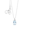 Collana Comete Gioielli Oro Bianco 375‰ Diamante e Acquamarina Ovale KGLQ 001