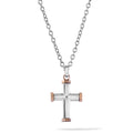Collana Comete Uomo Croce Acciaio  PVD Rosè e Zircone Nero UGL 757