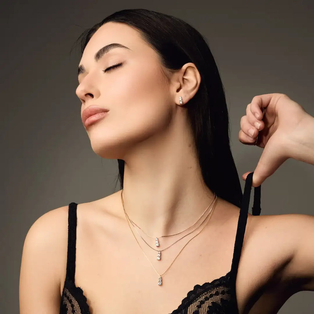 Collana Dilvdò Pendant Degradè Point Light Argento Zirconi Bianchi